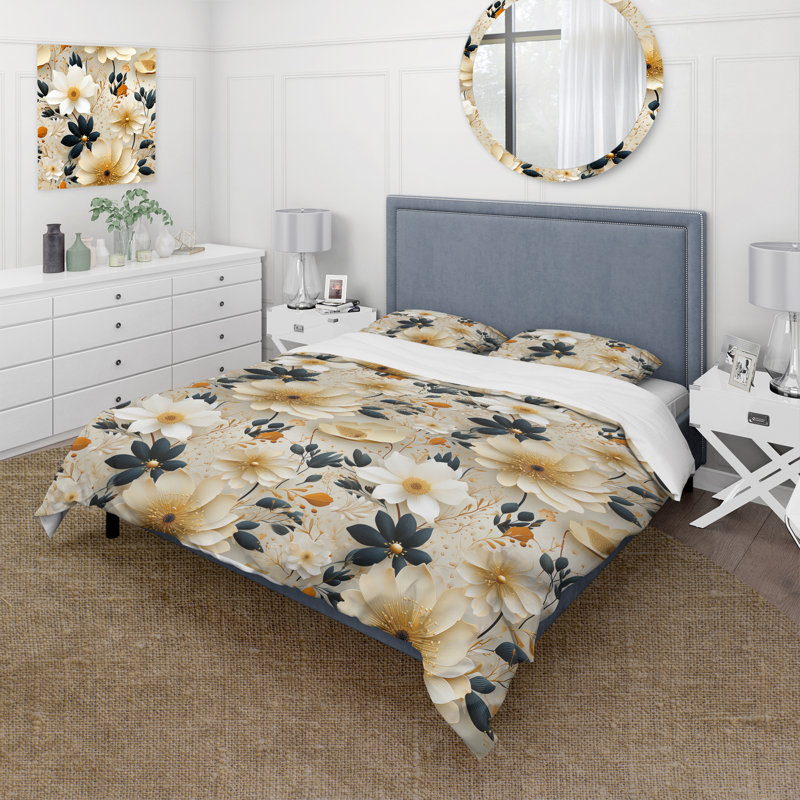 Ensemble de housse de couette Soft Pastels Flower Accents II, Housse de couette pour très grand lit et 2 très