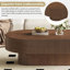Table basse ovale élégante avec plateau épais, table de bout tambour de style noyer moderne, table centrale cannelée minimaliste avec base robuste pour le salon, assemblage facile-130019890-130019889