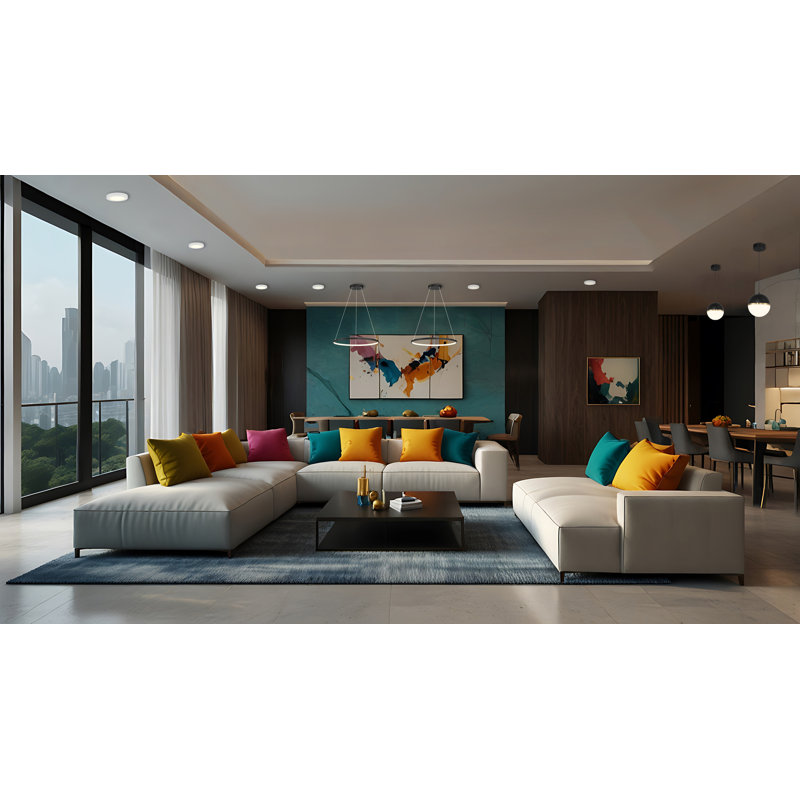 Boyu 1 - Light LED Unique/Statement Pendant, 0.75" H x 15.75" W x 15.75" D, Matte Black