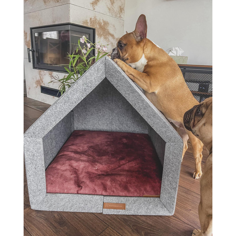 Ecological Hut Pet Cage, 80cm H x 62cm W x 64cm D, Dark Grey/Red