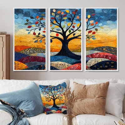 Ensemble d'art mural orange arbre de vie II - Arbre de vie orange