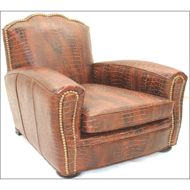 Leather Armchair, Africa Antique Red, Brushy Bayou, Old Gold E