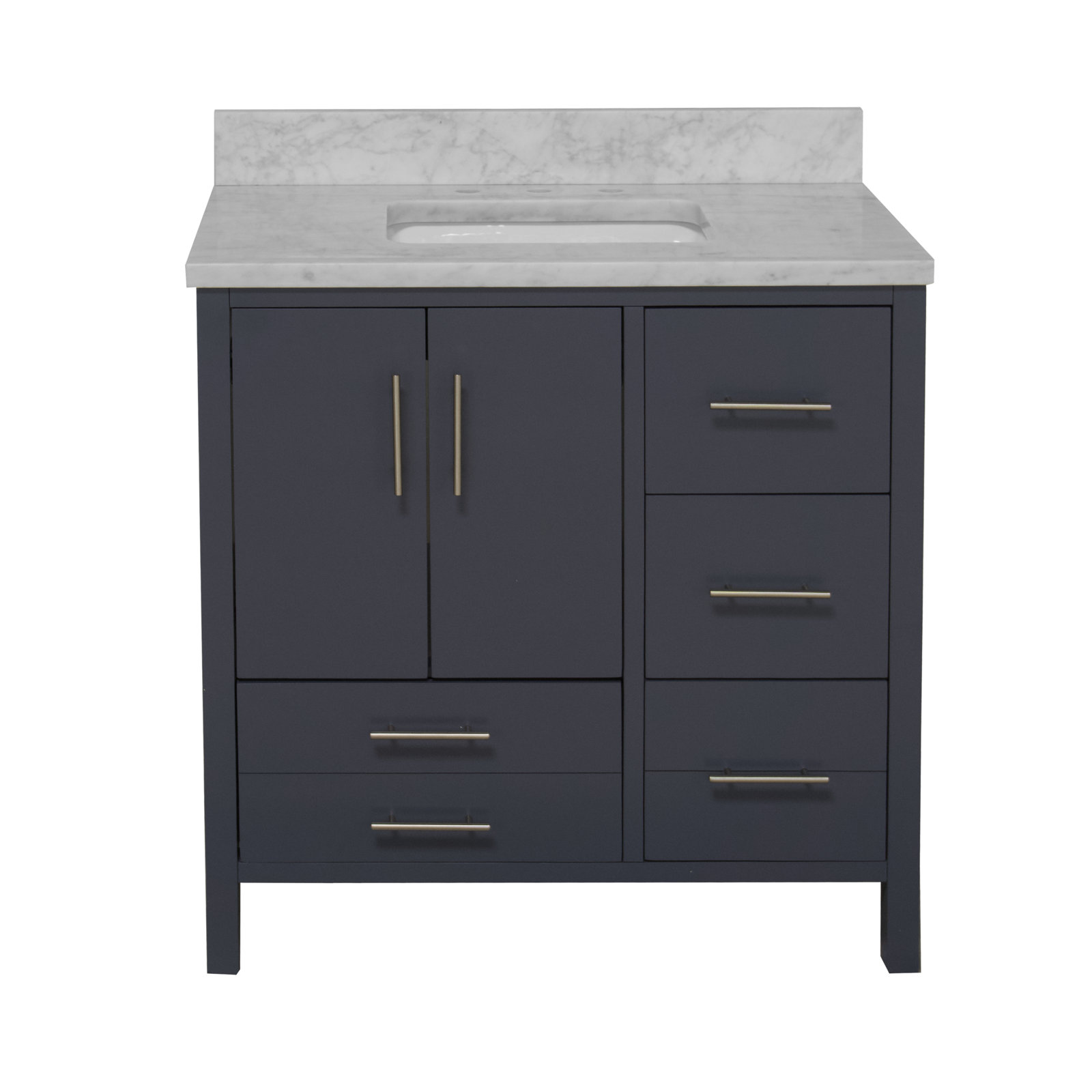 Kiara 36'' Single Bathroom Vanity, Marine Gray, Carrara Marble