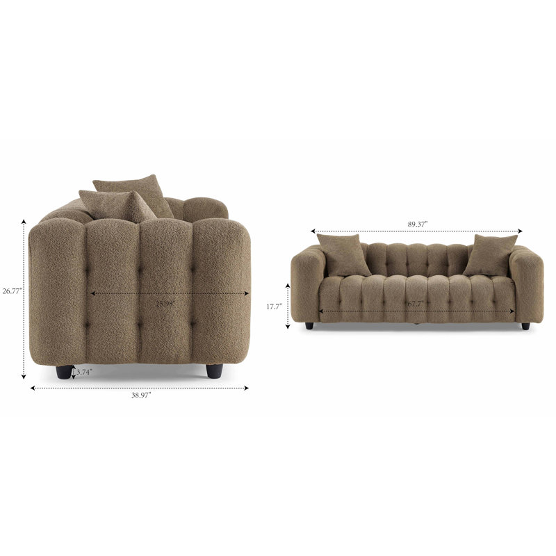 Lavance MINIMORE Modern 89.4'' Square Arms Chesterfield Sofa