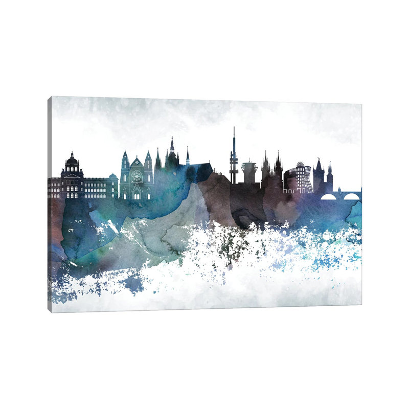 Prague Bluish Skyline - Wrapped Canvas Print, 101.6 cm H x 66.04 cm W
