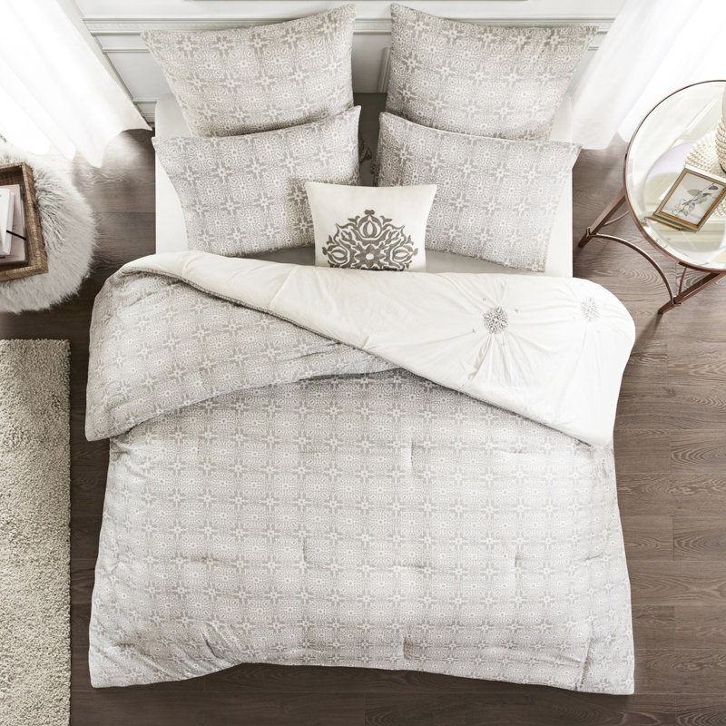 Édredon réversible 6 pièces - Coton double / grand avec literie de broderie sans précédent