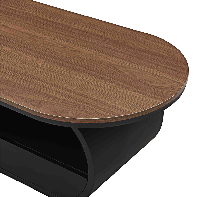 Table basse avec tiroir de rangement, Brun, Noir