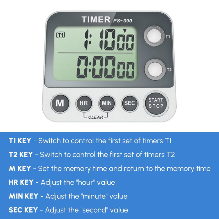 Genkent Digital Kitchen Timer For Cooking With Dual Countdown Adjustable  Loud Alarm Timer For Kids