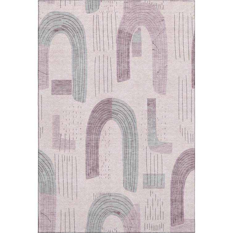 Premium Machine Washable Mehara AMF1698 Geometric Rug