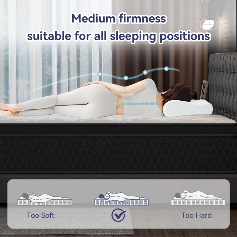 Hybrid Mattress in a Box,Individual Pocket coil, Medium Firm, Memory Foam Mattress, California King, 10"