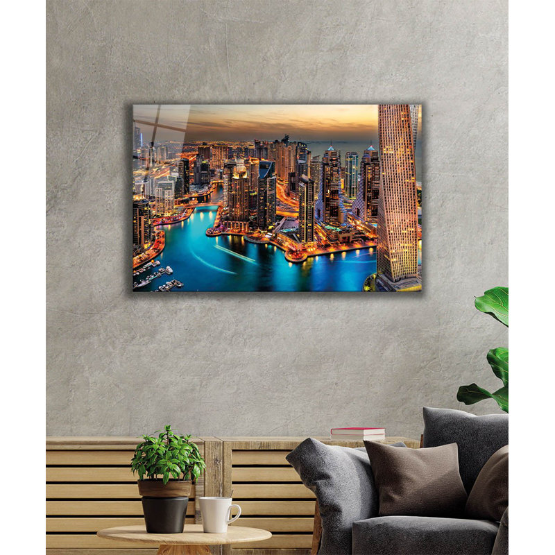 Élégante peinture décorative en verre trempé 18,1 po x 28,3 po | 100% verre trempé, épaisseur: 0,16 pouce | Superbe œuvre d'art pour la décoration intérieure, le salon et les espaces de bureau, durable et facile à nettoyer