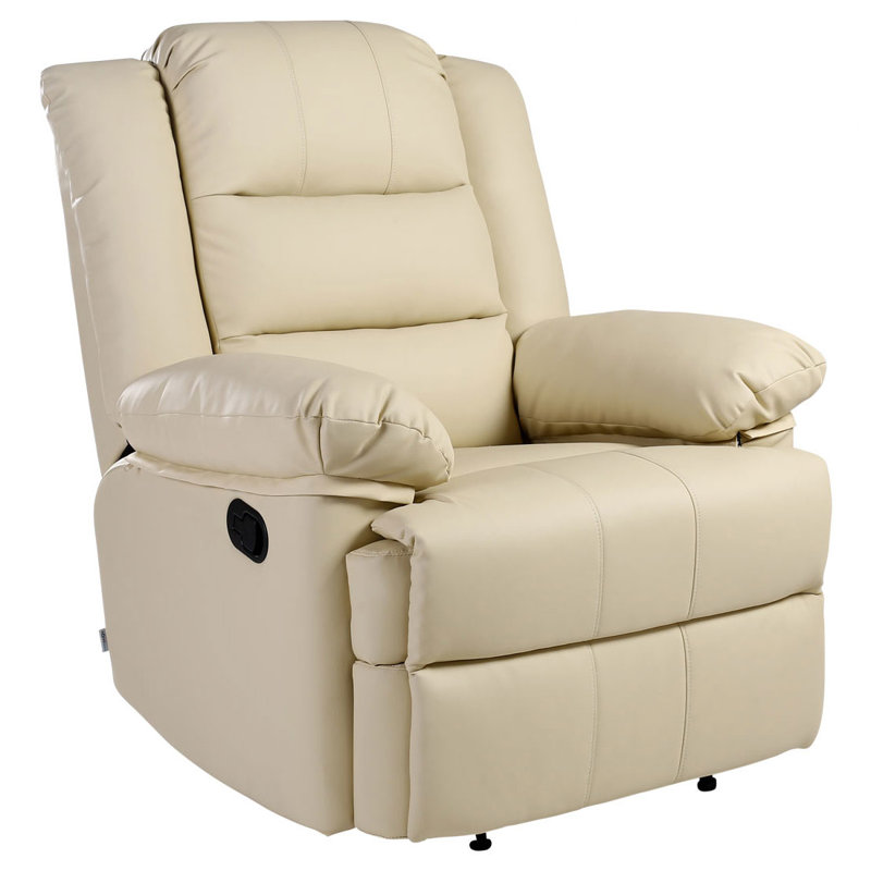 Manual Leather Match Manual Recliner, Cream