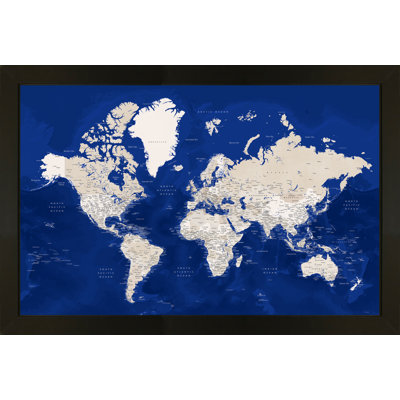 Home Magnetics 25'' W x 37'' H Dry Erase And Laminated World Map