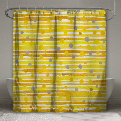 Rideau de douche à rayures jaunes - Motif de décor de salle de bain moderne