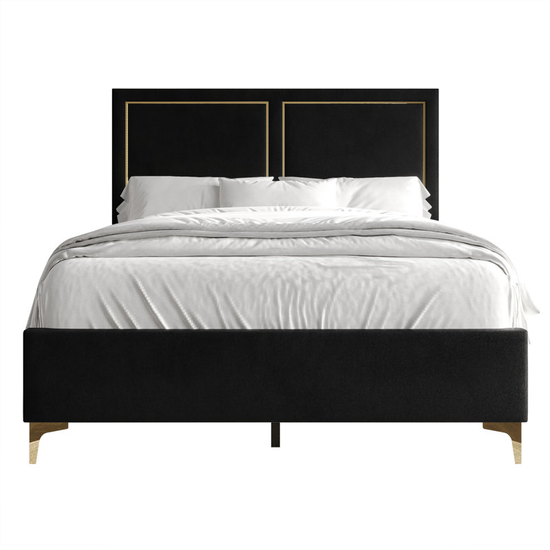 Jerell Upholstered Bed, Black, Queen