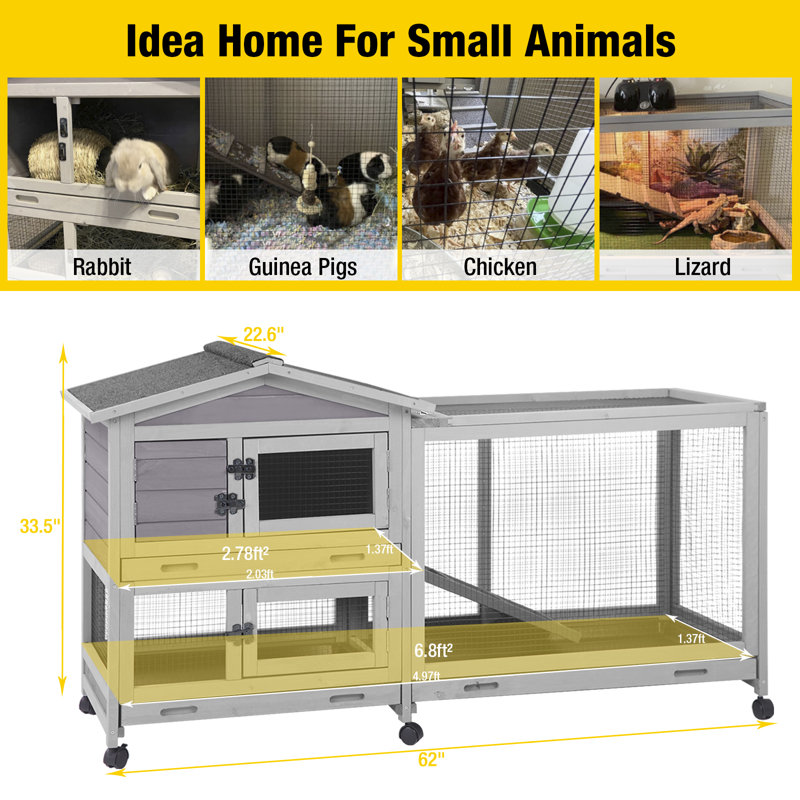 Weather Resistant Rabbit Hutch, Gray