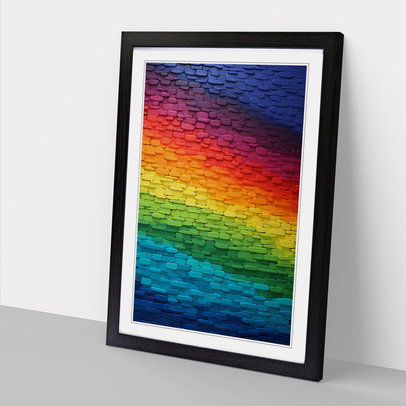 XYZ-FRM-V1223-5394 Rainbow Colour Field 1 Piece Single Picture Frame Wall Art, 34cm H x 25cm W x 2cm D, Black
