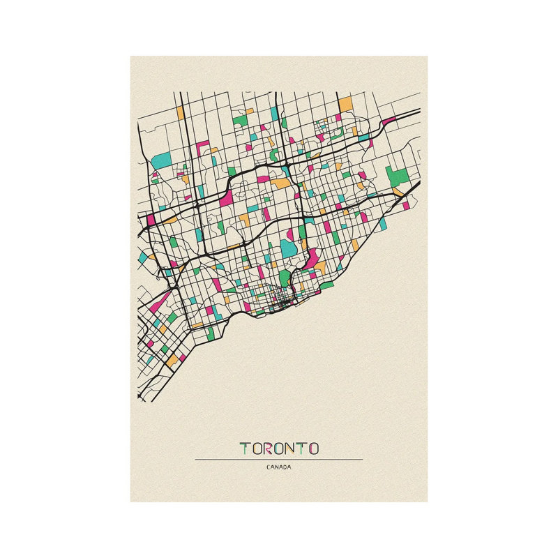 Toronto, Canada Map by Ayse Deniz Akerman - Wrapped Canvas Gallery-Wrapped Canvas Giclée