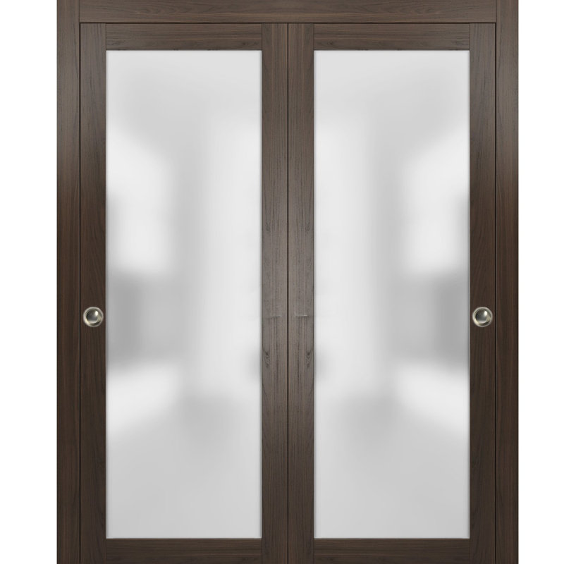 Portes coulissantes en verre givré Planum, Chocolat, 84 po x 96 po