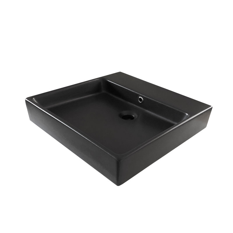 Simple 19.7'' L Bathroom Sink, No Hole, Matte Black