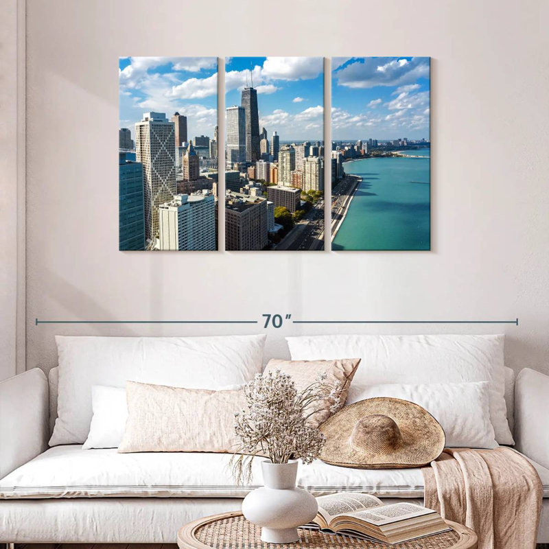Sebbie, Chicago, front de mer, horizon, H 28 po x l 45 po