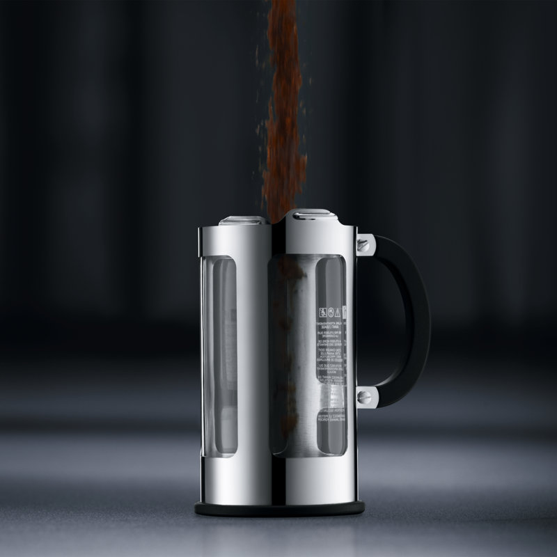 Cafetière 8 tasses Bodum Chambord avec couvercle verrouillable et gobelet en verre borosilicaté Bodord, 3 tasses