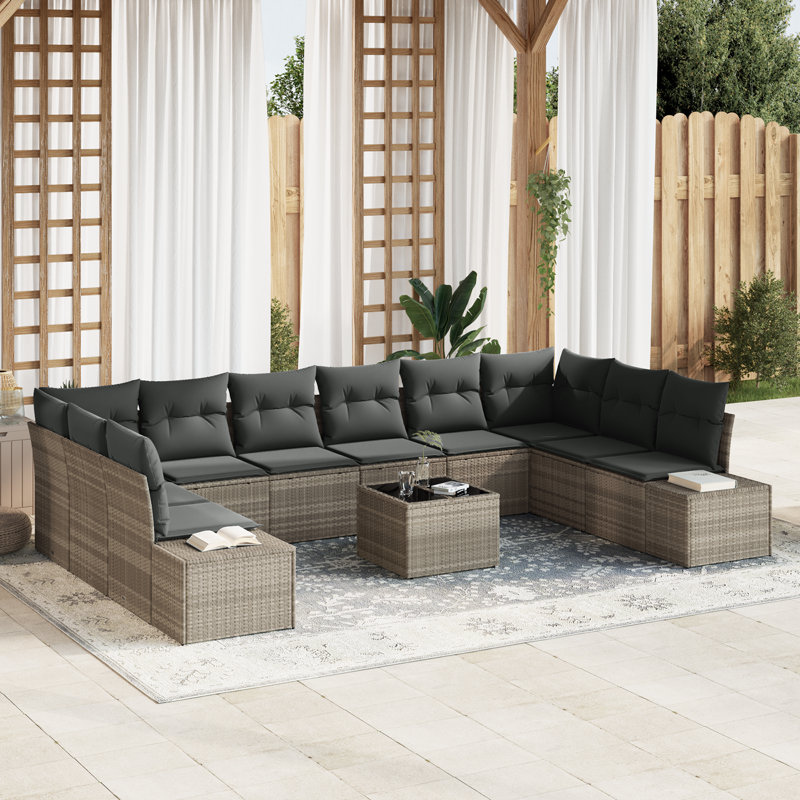 344cm Wide Patio Sofa with Cushions