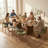 Modern Wooden Dining Table for 6 to 10 People with Double Pedestal Base, Large Kitchen and Dining Room Table