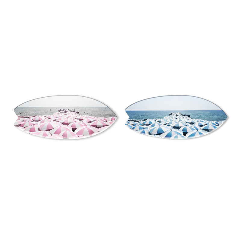 Umbrella Beach Skimboard Set of 2 Acrylic by Oliver Gal