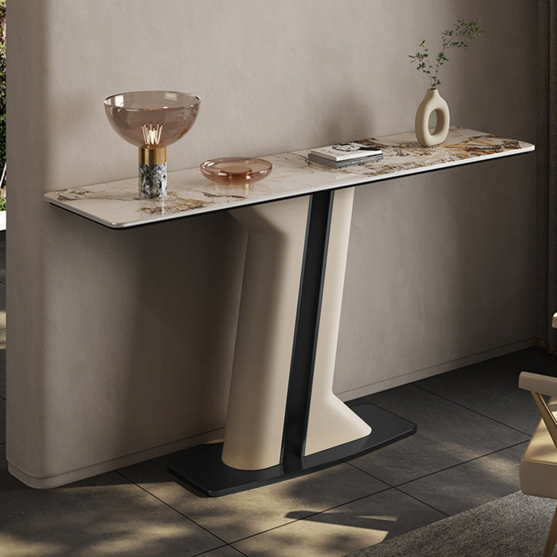 Console haut de gamme légère et luxueuse, H 33,5 po x l 59 po x P 13,8 po, Noir / Beige