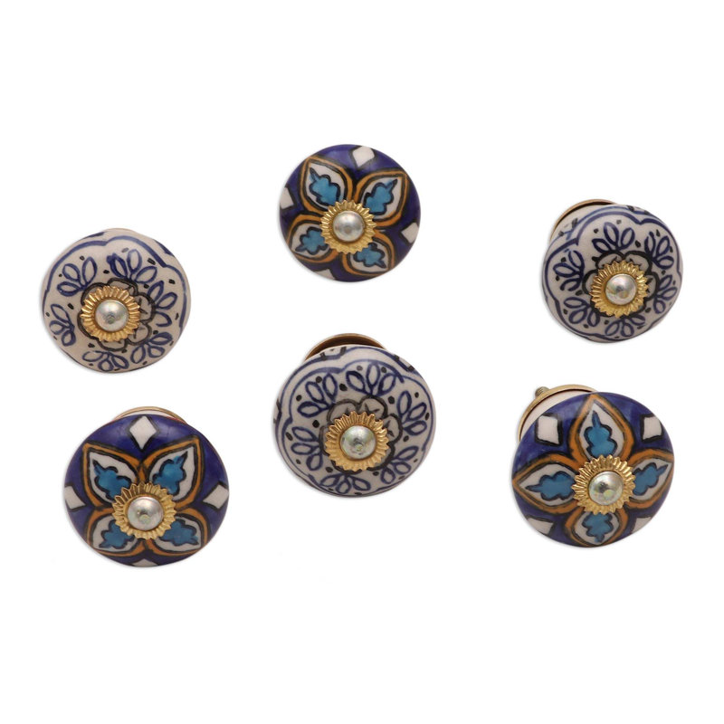 Ensemble de 6 boutons de porte en céramique Royal Garden