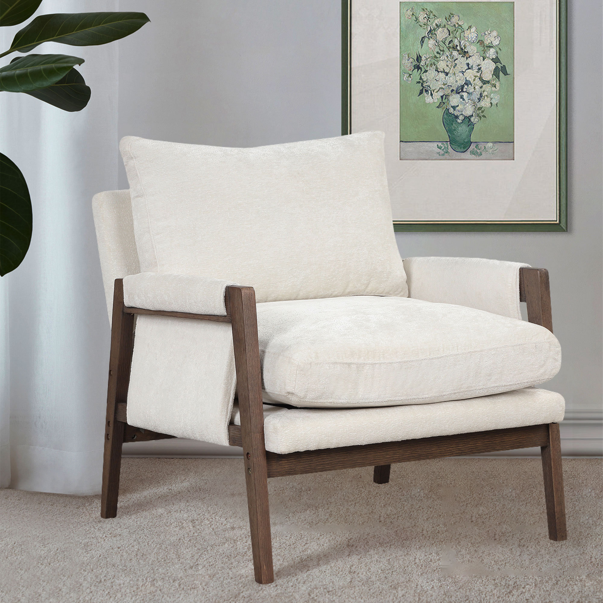 Velvet Accent Chair with Removable Seat Cushion Gracie Oaks Fabric: Gray Velvet