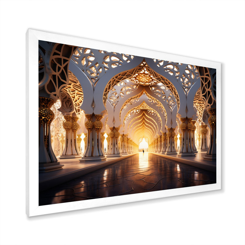 Art de l'Islam, Architecture islamique II - Art mural de l'Islam, H 34 po x l 44 po x P 1,5 po, Cadre simple blanc