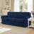 4 Piece Stretch Jacquard Couch Cover, Sofa Slipcover for 3 Cushion Couch, Machine Washable Furniture Protector(Sofa, Navy)-1400389073