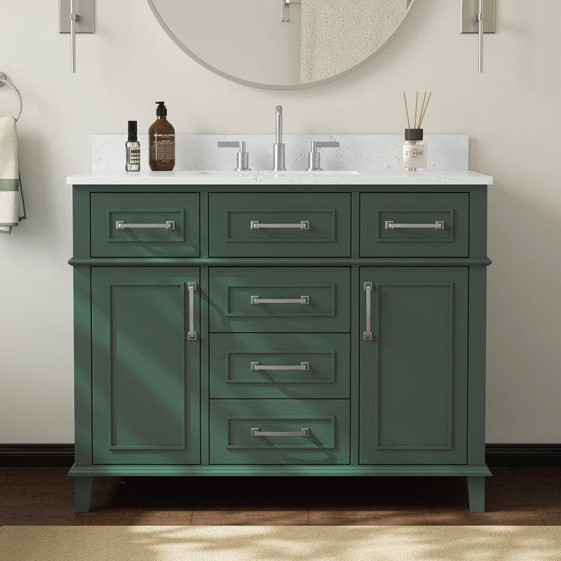 Meuble-lavabo simple autoportant de 42 po avec plateau en pierre reconstituée Abramowitz, 42"