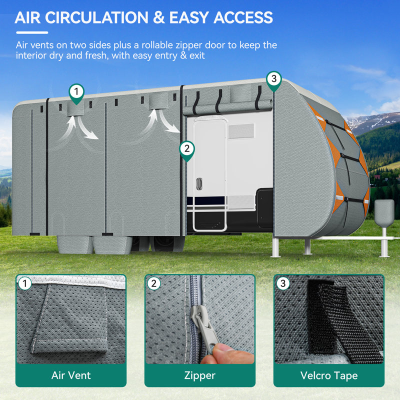 Zipper Mildew Resistant RV Cover By YITAHOME, 108" H x 240" W x 105" D