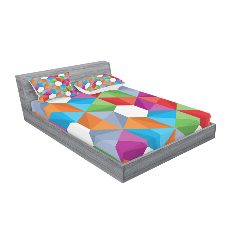 Microfiber Geometric Sheet Set, Full Sheet Set with Fitted Sheet