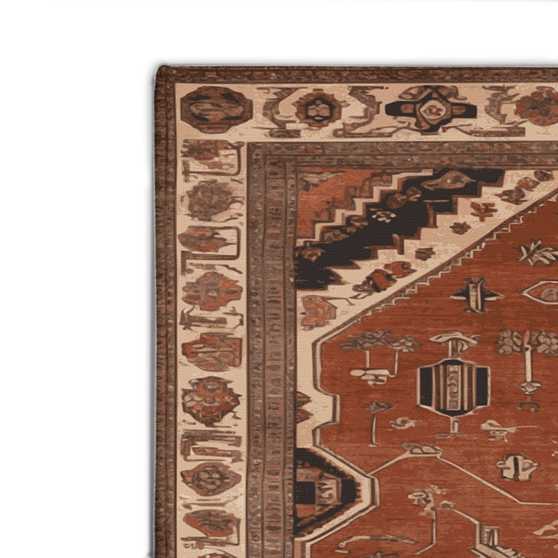 Tapis d'intérieur et d'extérieur brun Persian, Rectangle 4pi x 6 pi