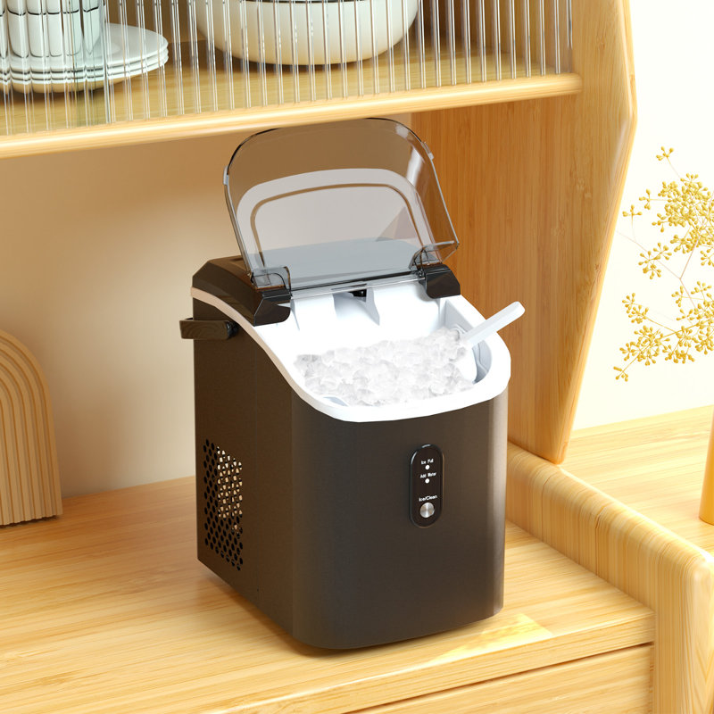 Machine à glaçons portative à granules - Machine de comptoir de 34 lb / 24 h avec pépite douce, autonettoyante et à une touche pour la maison, le bureau, le bar (avec pelle à glace)