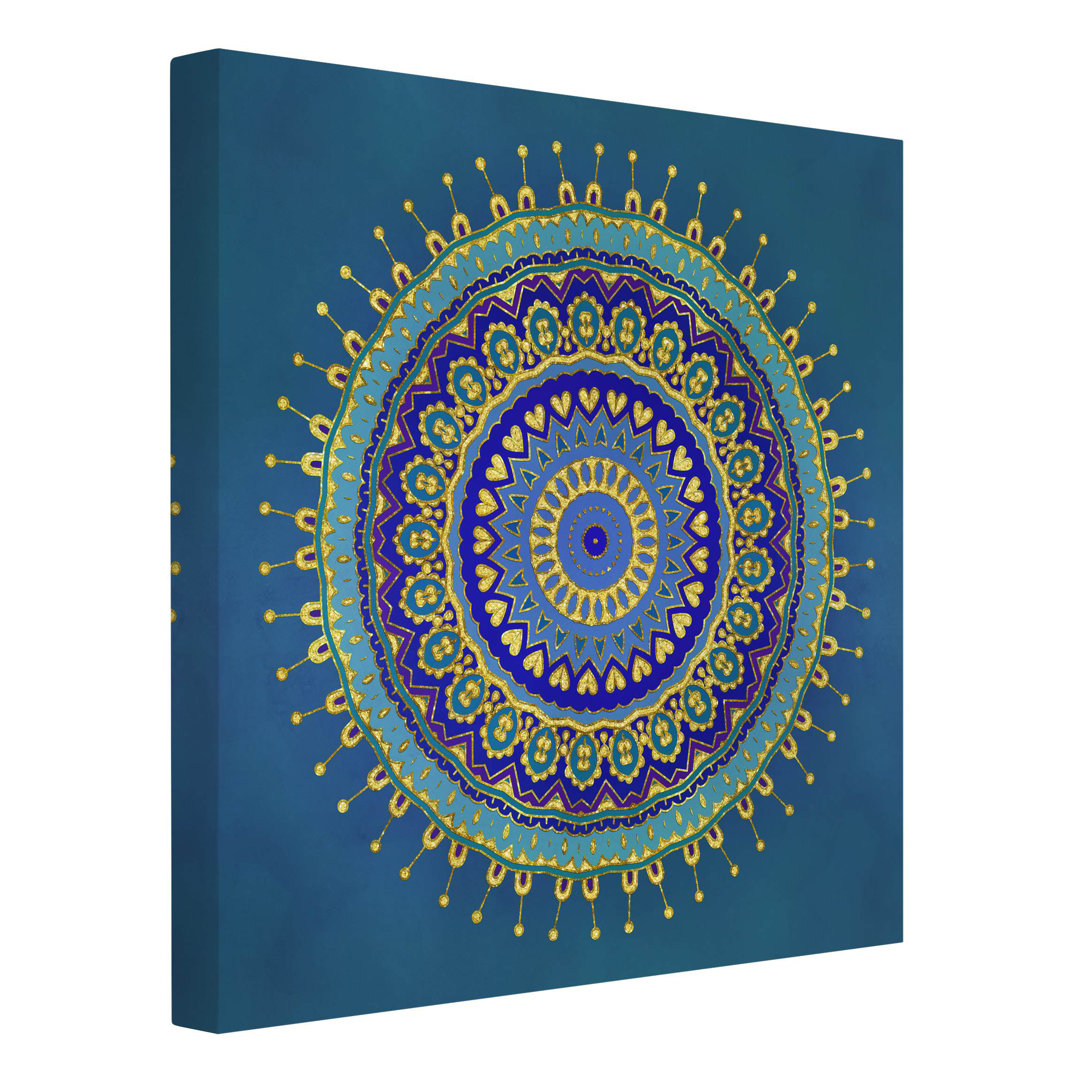 Leinwandbild Mandala in Blau & Gold von Andrea Haase