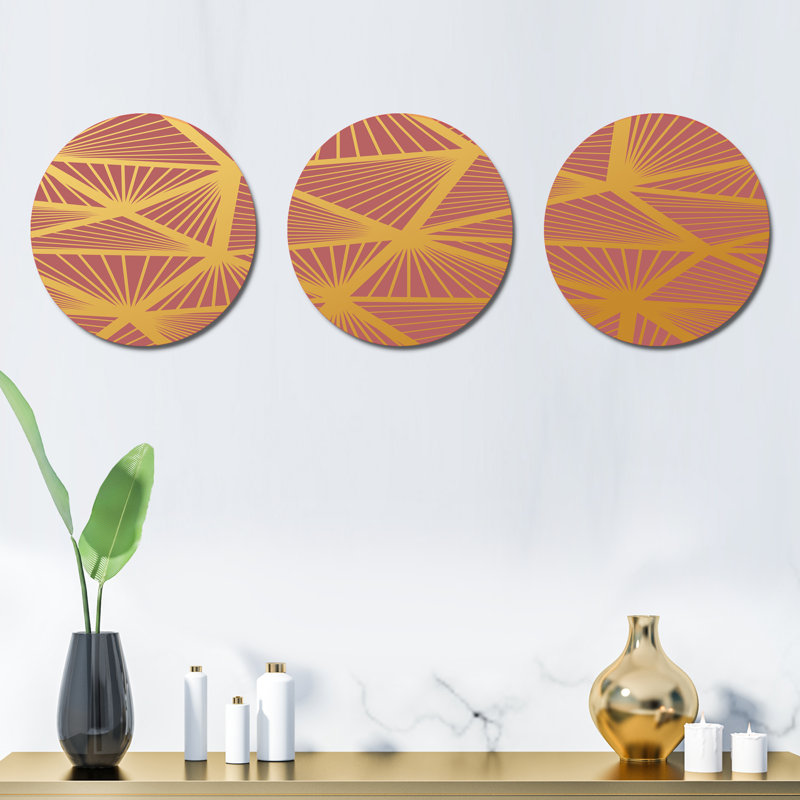 Abstract Wall Decor, Pink/Yellow/Gold