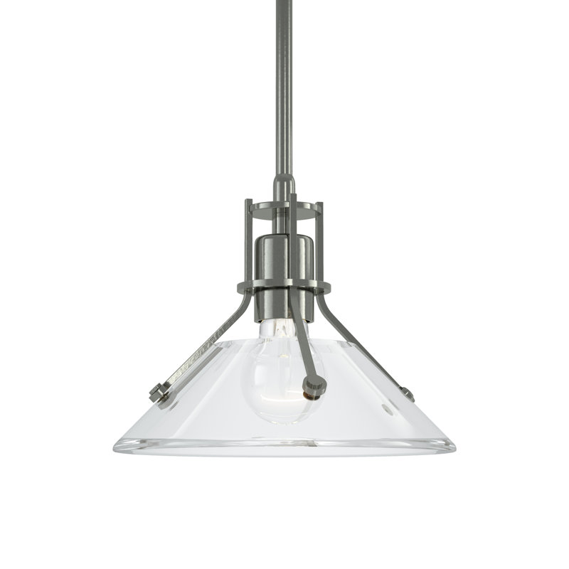 Henry 1 - Light Single Cone Pendant, Clear Glass, Sterling