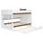 Full Over Full Bunk Bed with Twin Size Trundle and Staircase, Shelves, LED,White-1949823945