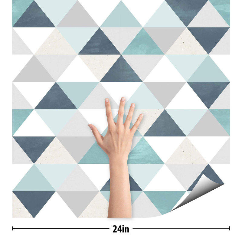 Kaci-Lee Peel & Stick Geometric Tile, Blue, 126" L x 24" W
