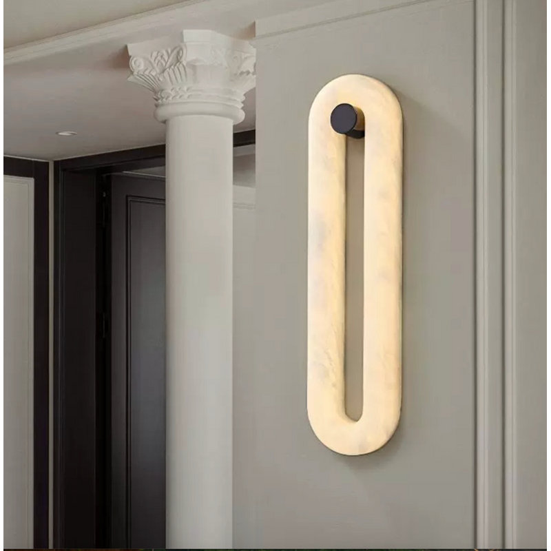  Applique à anneau ovale sur cintre LIGHT Alva Alabaster | Design fait à la main VUUE | Intérieur / extérieur
