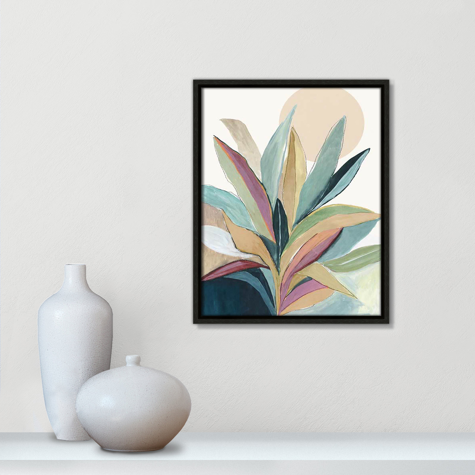 Sherbrooke Sunny Bright Leaves I by Asia Jensen Print, No Mat, Espresso Floater Framed, 15.5" H x 12.5" W x 2" D