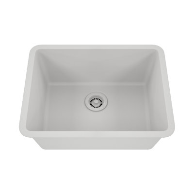 Évier de cuisine Lexium Platinum 23 po x 18 po à simple cuve en quartz, encastré ou encastré, en composite de granit