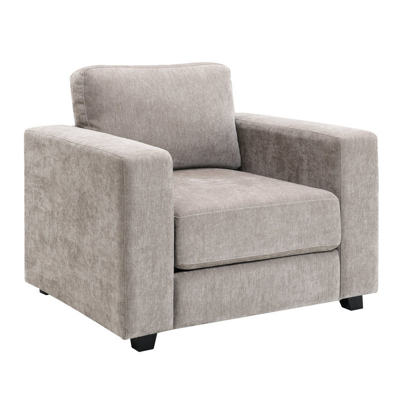 Fauteuil rembourré confortable avec accoudoirs larges, tissu chenille, housses lavables, siège de 7 pouces, moderne de style Mid-Century pour la chambre à coucher, revêtement de chaise de lecture de salon, coussin de siège, base stable