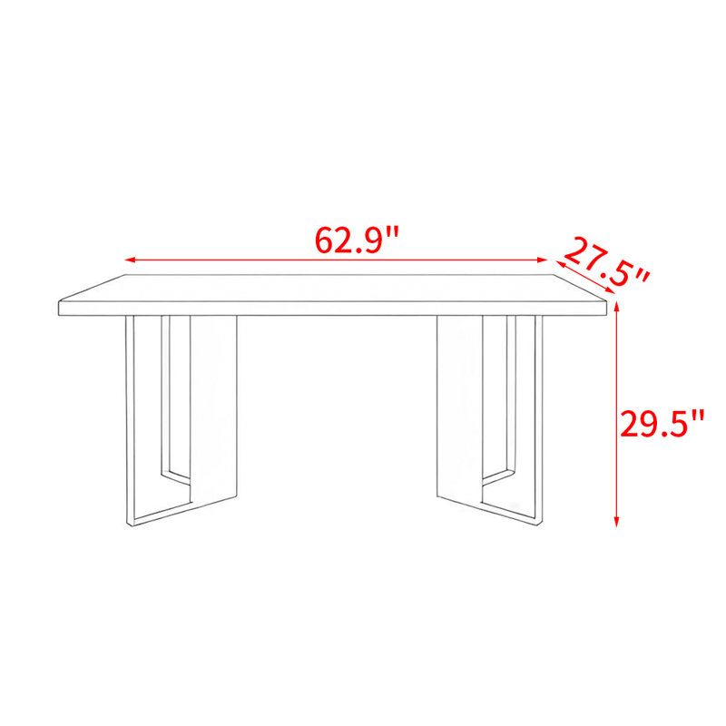 Table de salle à manger Elissavet, H 29,5 po x L 62,9 po x l 27,5 po