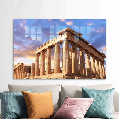 Acropolis Of Athens Printed On Tempered Glass Wall Decor For Greek Inspired Home Interior Enhancement